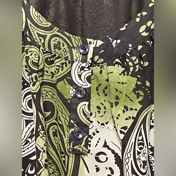 “Apt. 9” Top Greens, Browns, Tans (XL) Elastic Trim/Stretch Excellent Condition - Picture 3 of 6